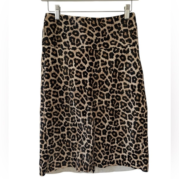 Theory Sahara Calf Hair Leopard Print Midi Skirt Size 0 Designer Luxe - Picture 3 of 7